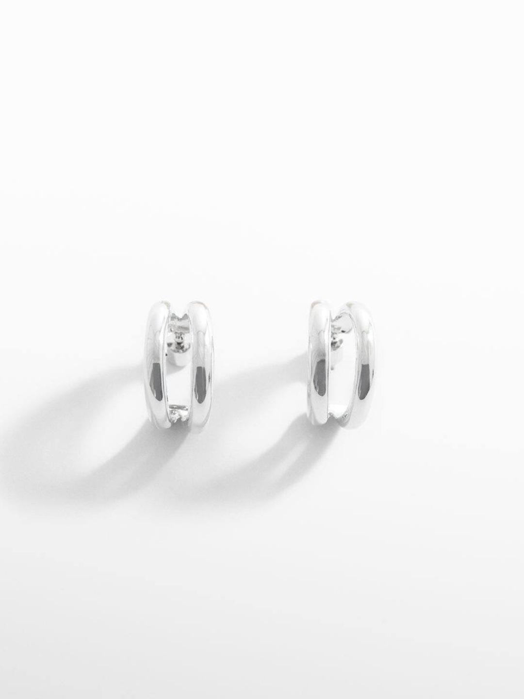 

MANGO Women Open Double Half-Hoop Earrings, Silver
