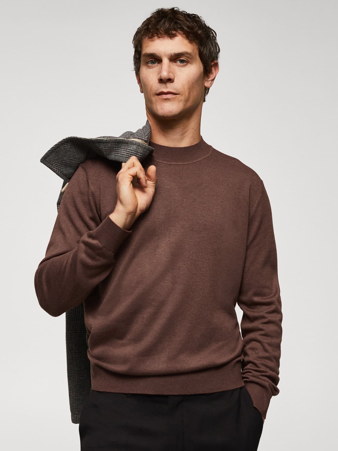 

MANGO MAN Drop-Shoulder Sleeves Pullover, Brown
