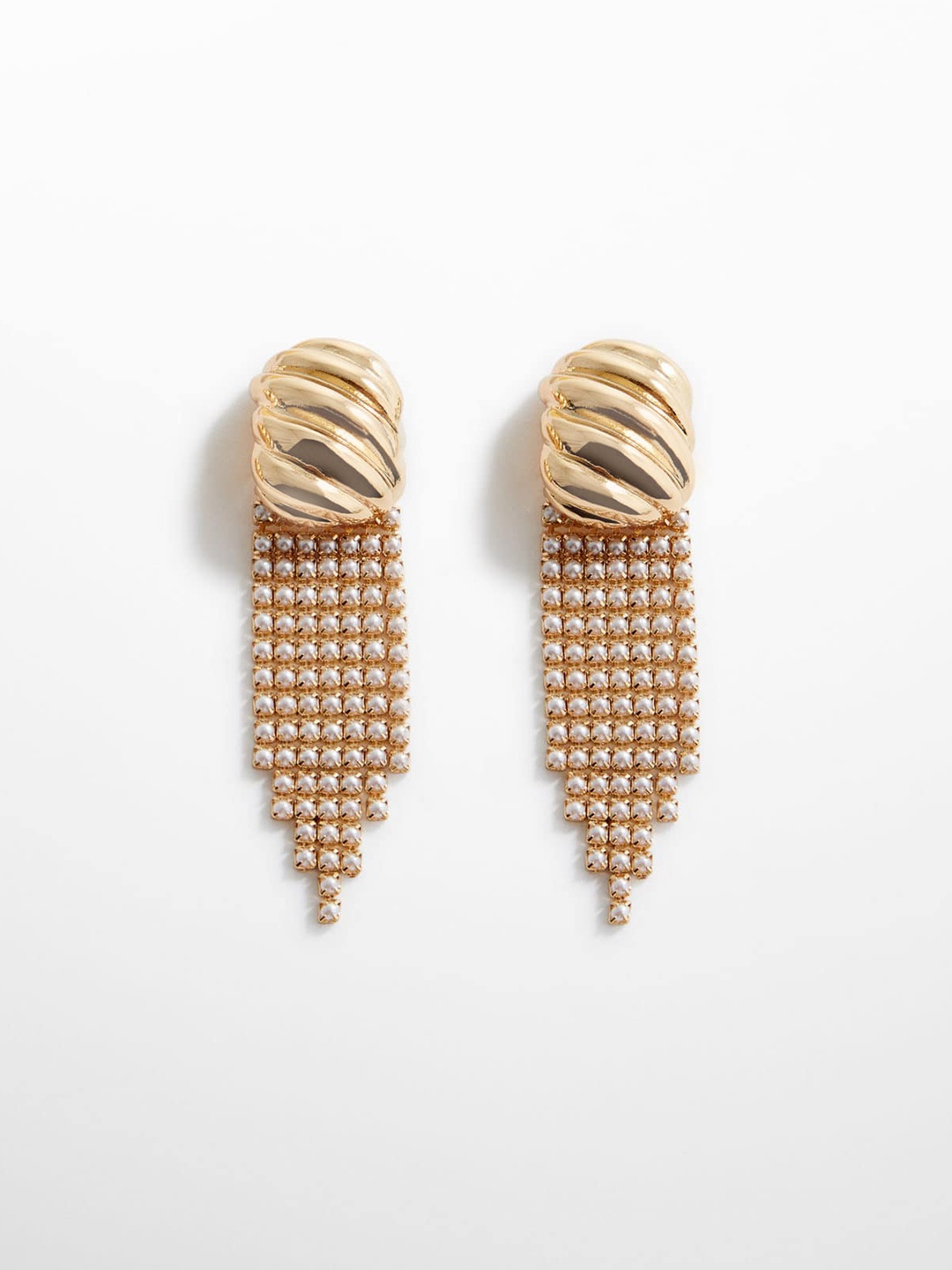 

MANGO Women Long Pearl Earrings, Gold
