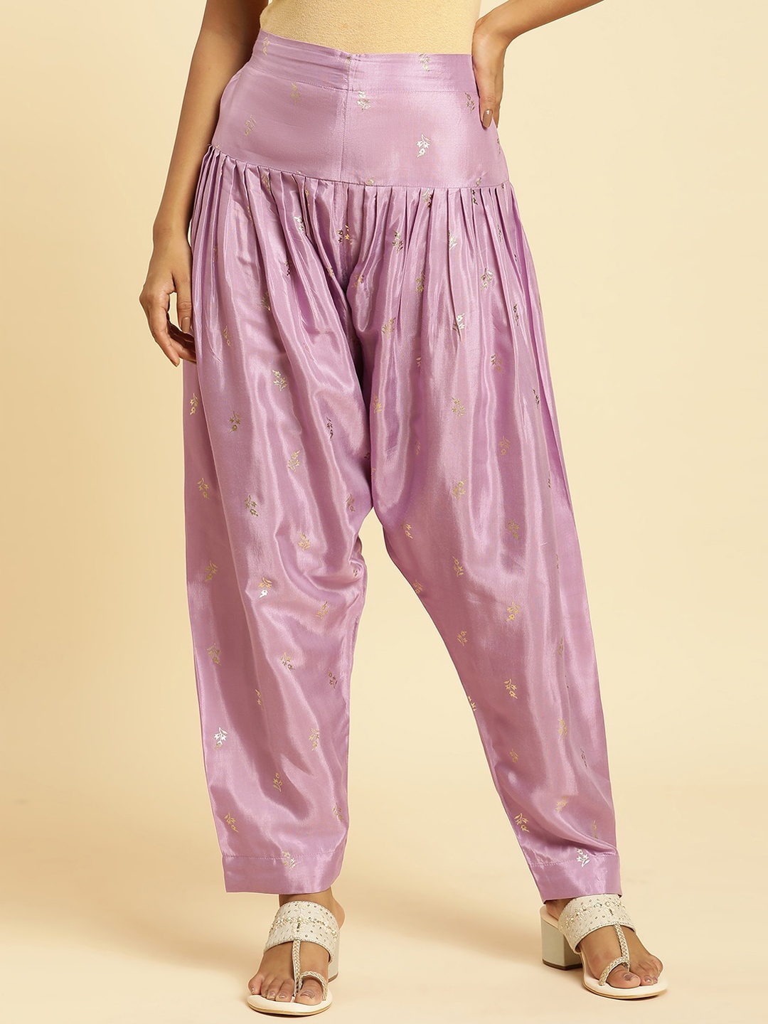 

W Floral Printed Loose-Fit Salwar, Purple