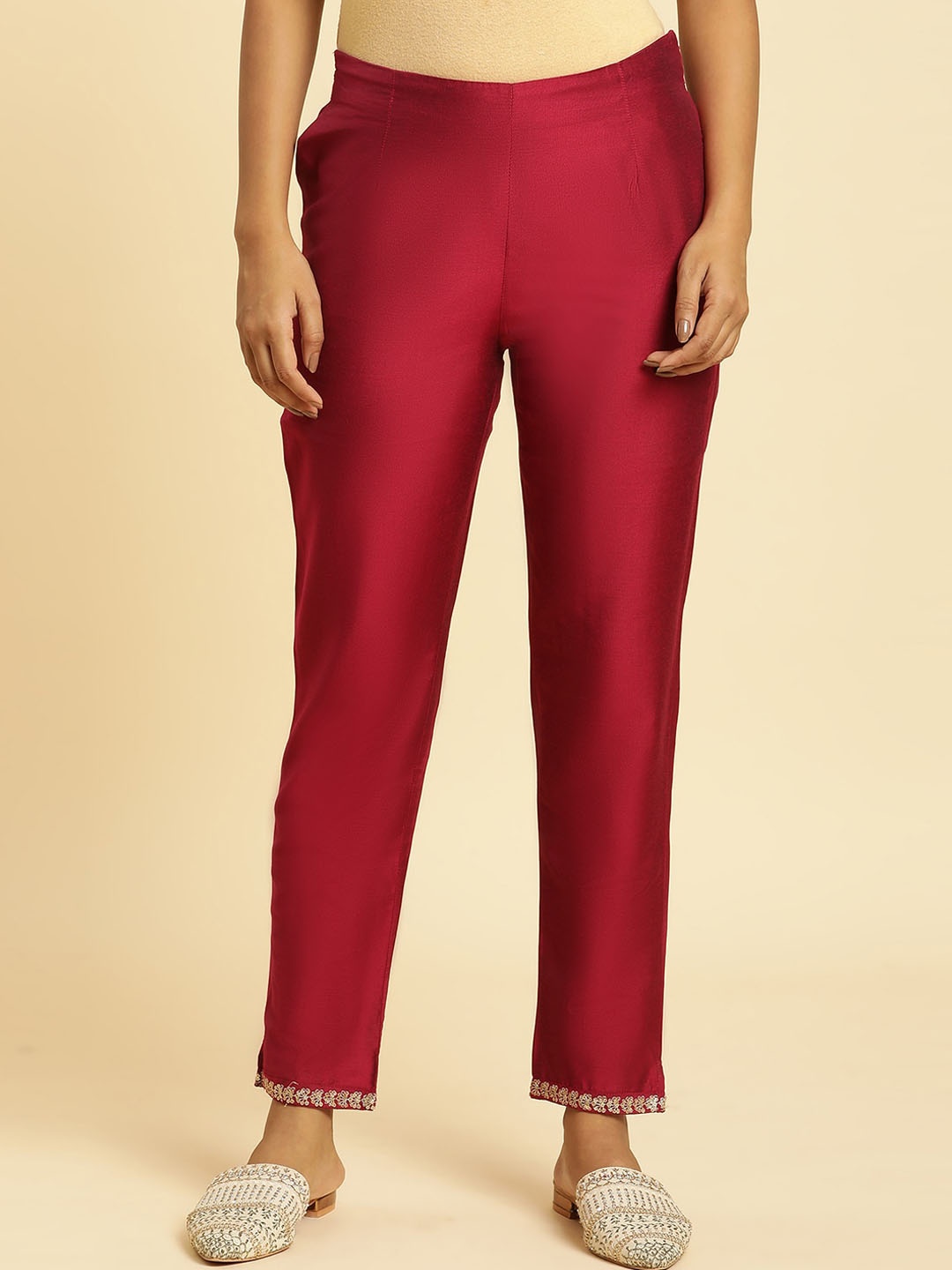 

W Women Mid Rise Slim Fit Regular Trousers, Pink