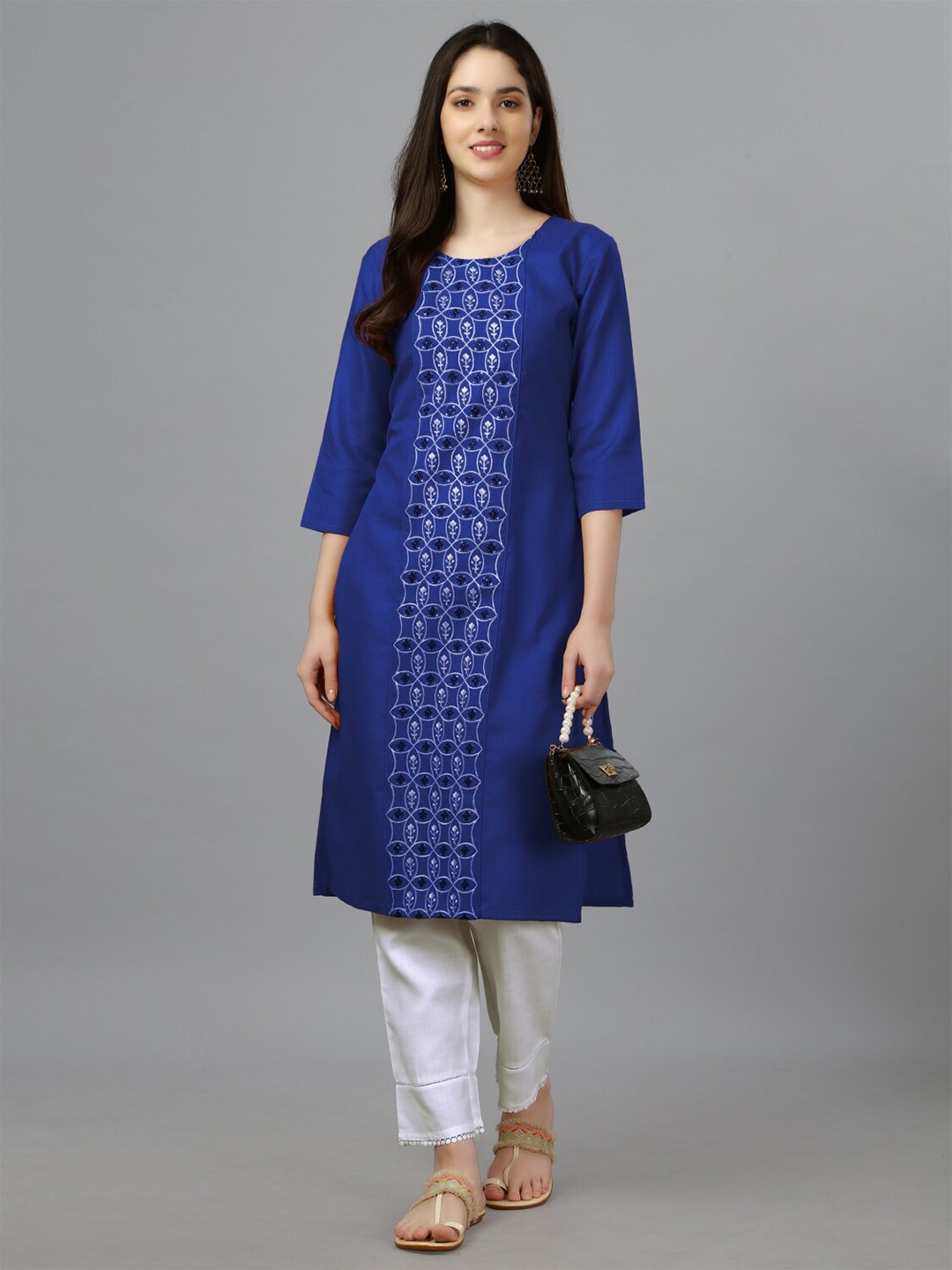 

Anouk Floral Embroidered Sequinned Kurta, Blue