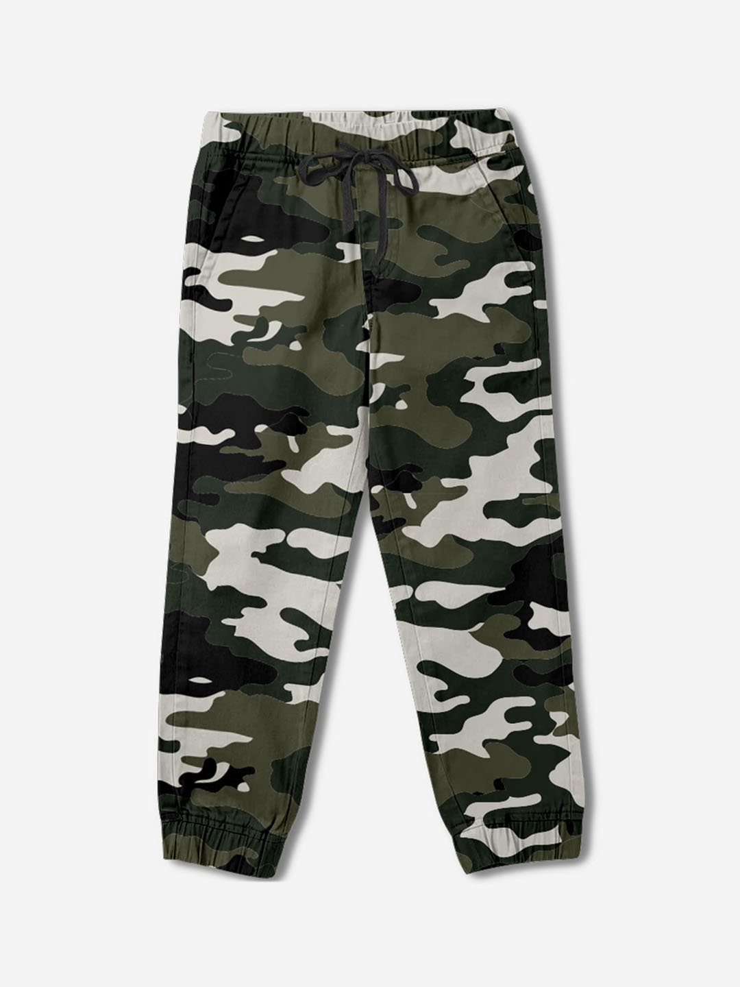 

BONKIDS Boys Mid-Rise Camouflage Printed Cotton Joggers, Camel brown