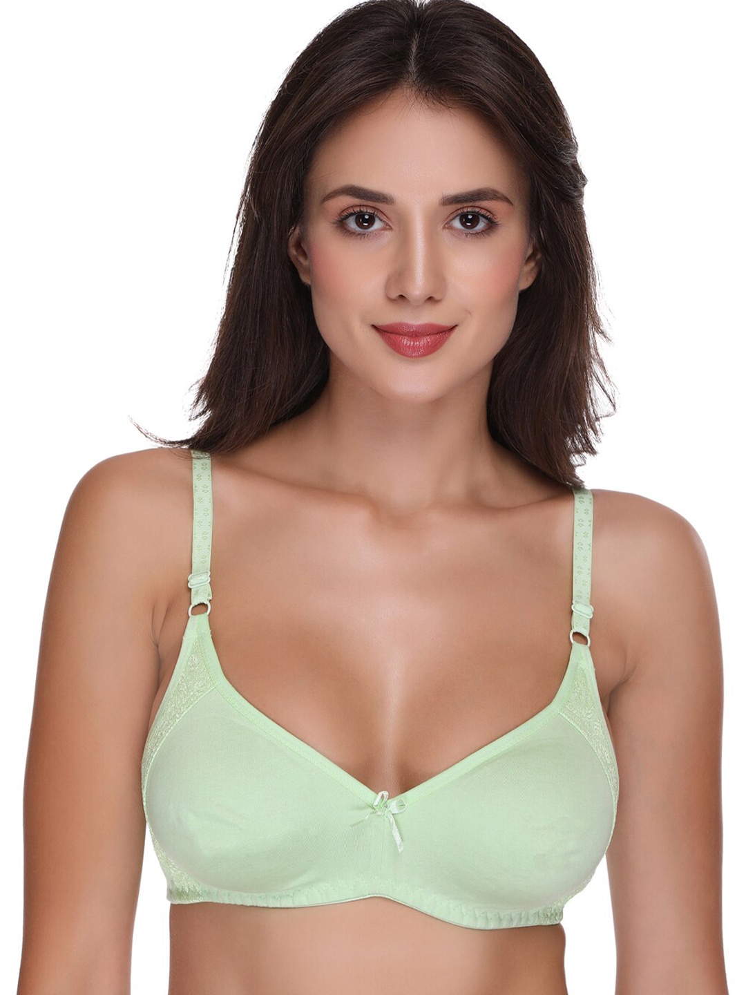 

SONA Medium Coverage Non Padded Cotton T-shirt Bra With All Day Comfort, Green