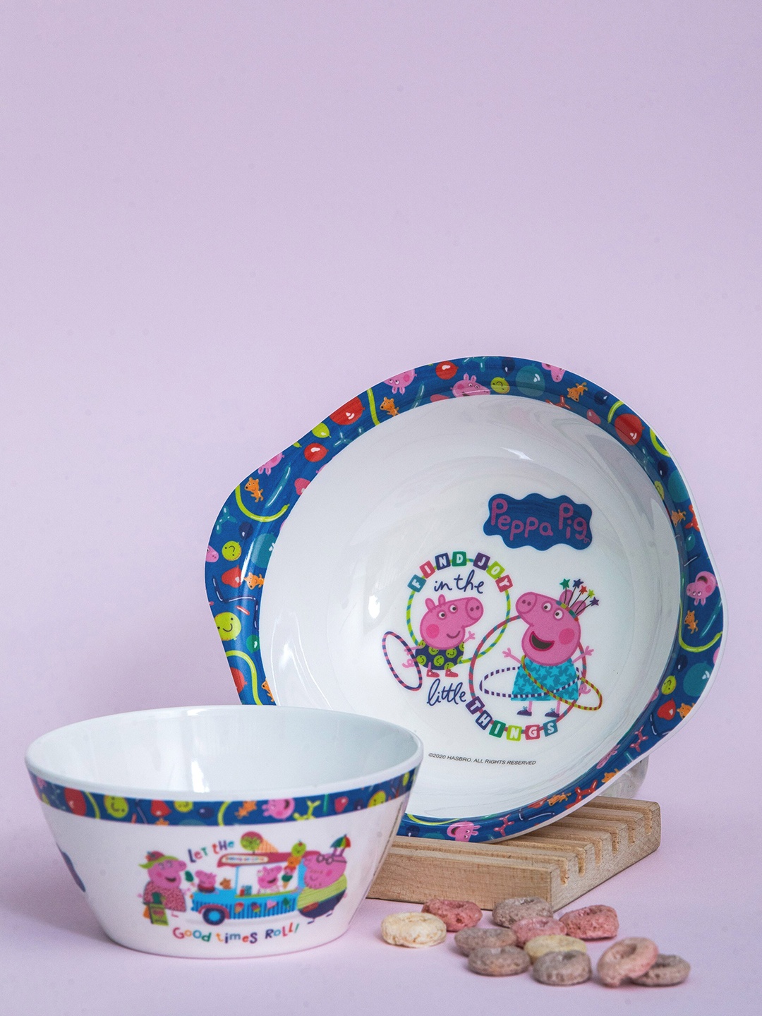 

Servewell Kids White & Blue 2 Pieces Peppa Pig Printed Melamine Glossy Dinner Set