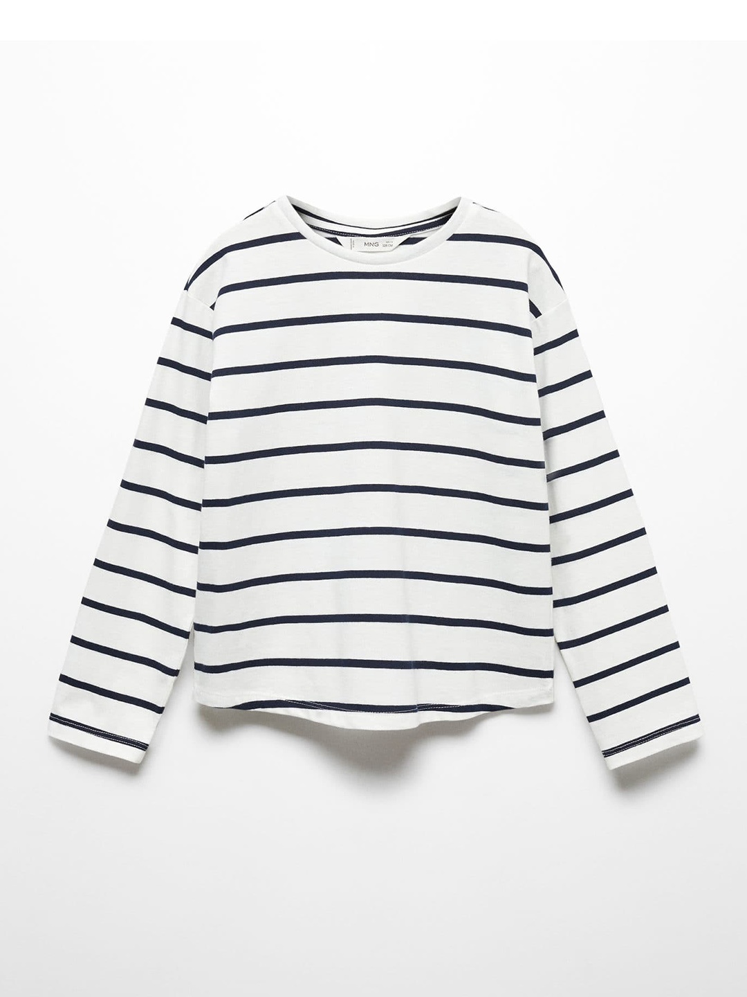 

Mango Kids Girls Pure Cotton Striped T-shirt, White