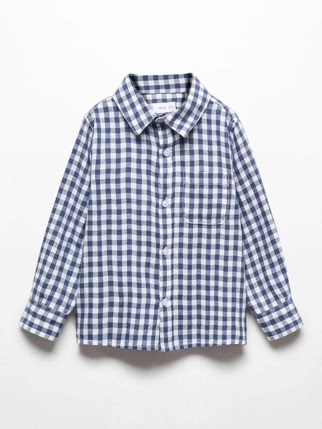 

Mango Kids Boys Gingham Checks Cotton Slim Fit Shirt, Navy blue