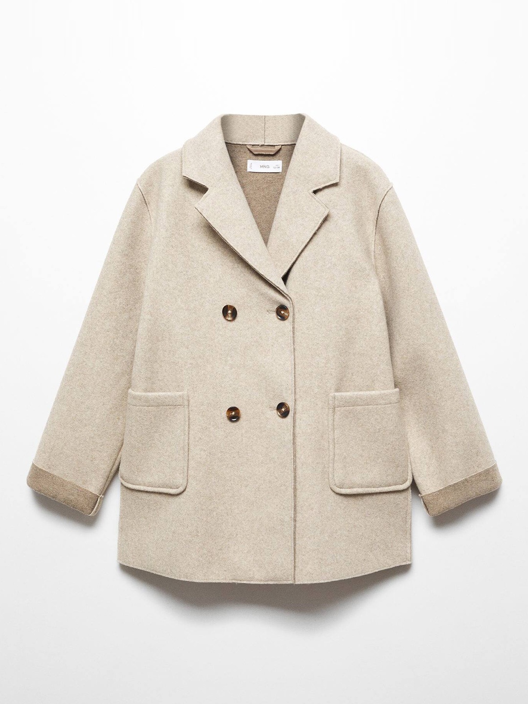 

Mango Kids Girls Notched Lapel Double Breasted Coat, Cream