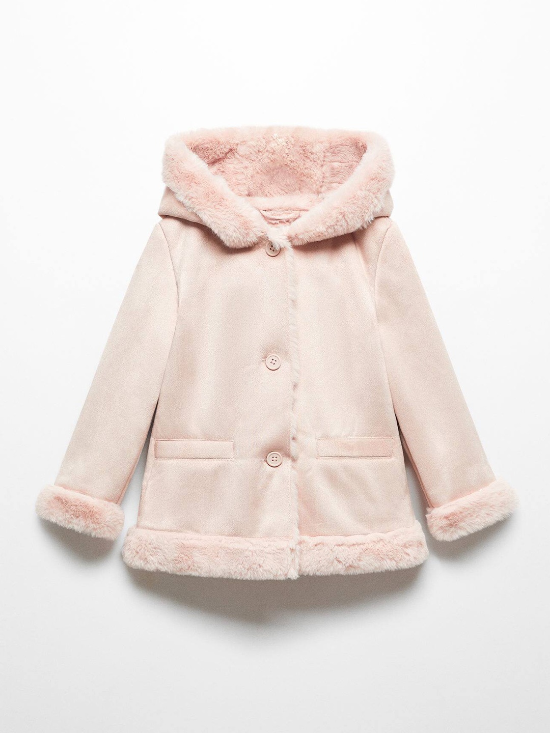 

Mango Kids Girls Faux Shearling-Lined Hooded Coat, Pink
