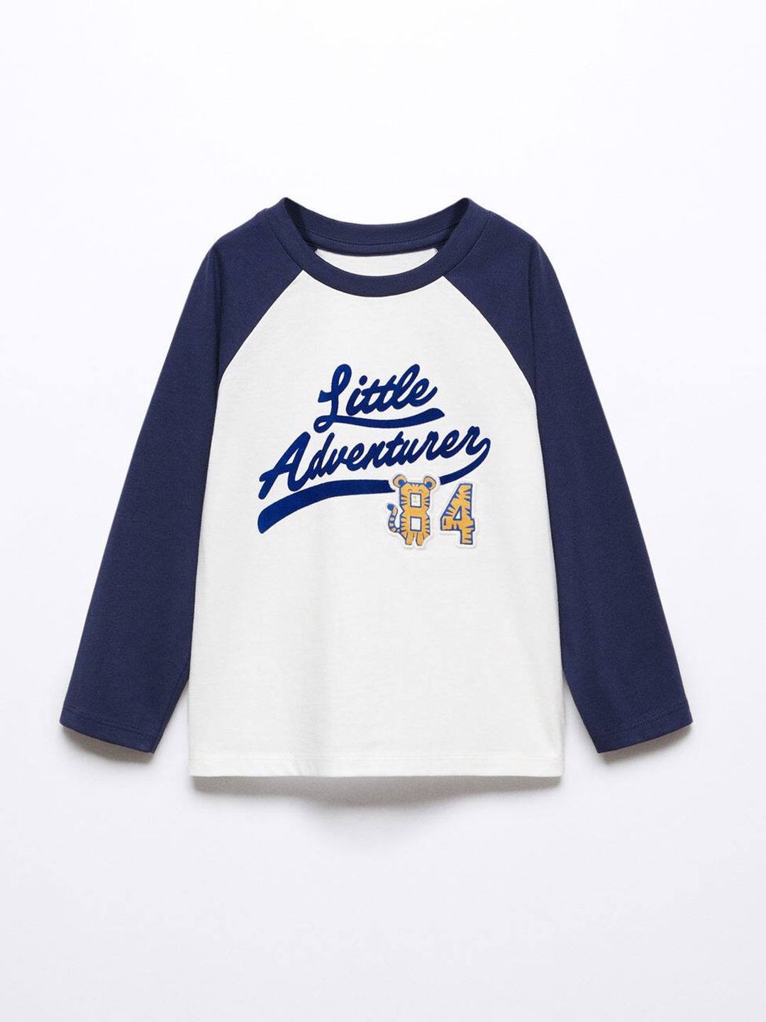 

Mango Kids Boys Pure Cotton Typography Printed Raglan Sleeves T-shirt, White