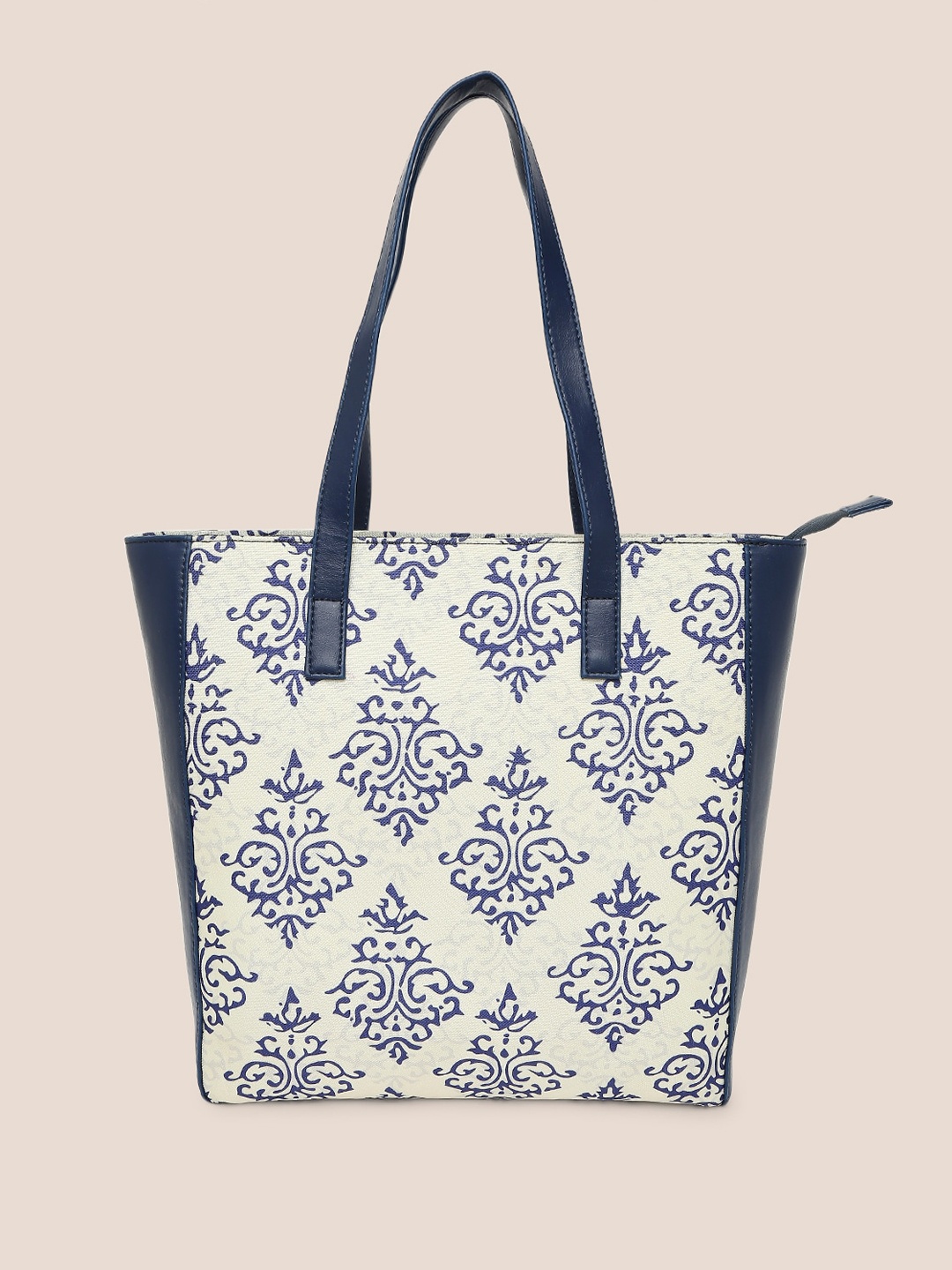 

Sangria Ethnic Motifs Printed Shopper Fabric Tote Bag, White