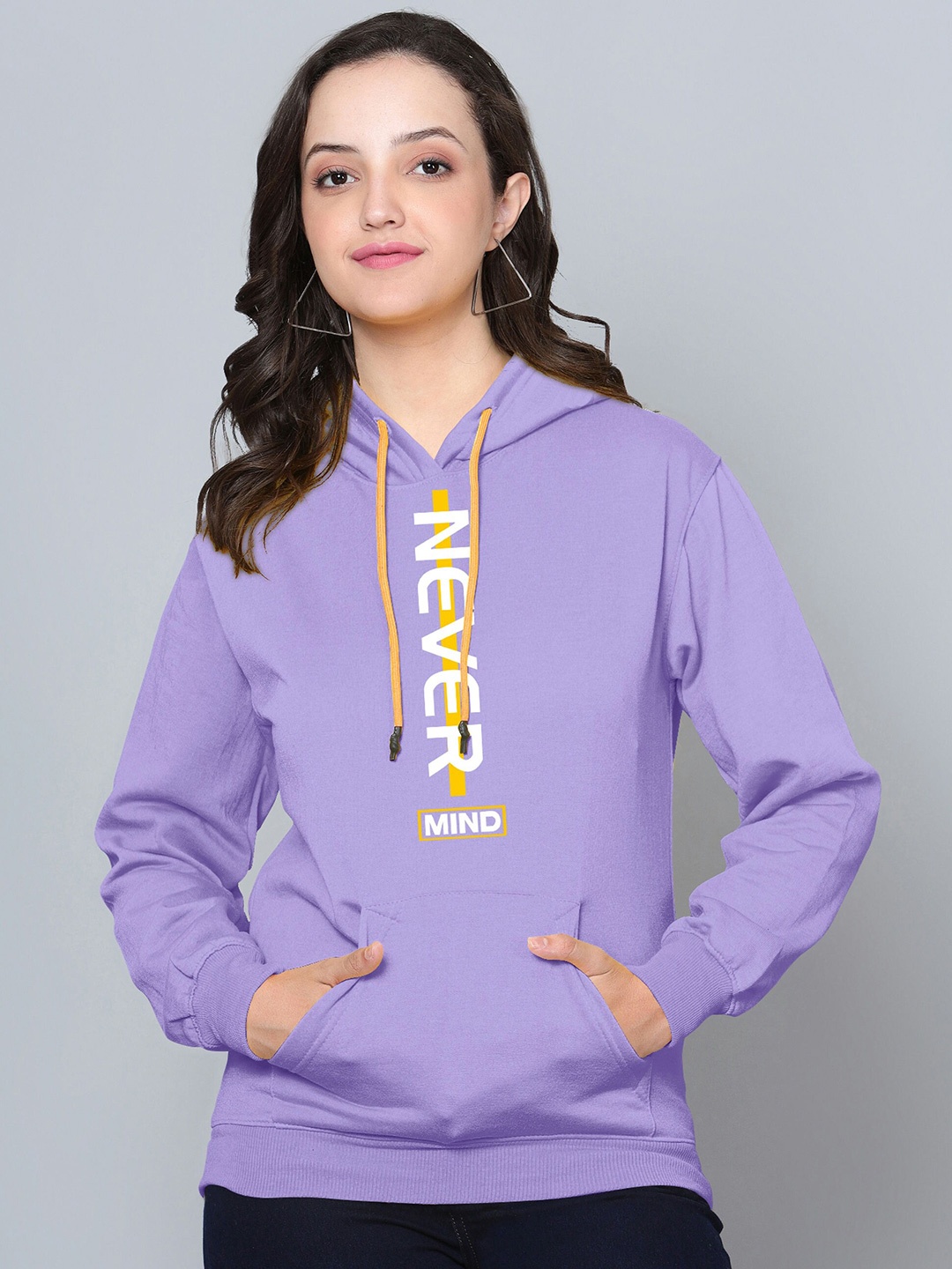 

Fashion And Youth Typography Printed Hooded Fleece Sweatshirt, Lavender