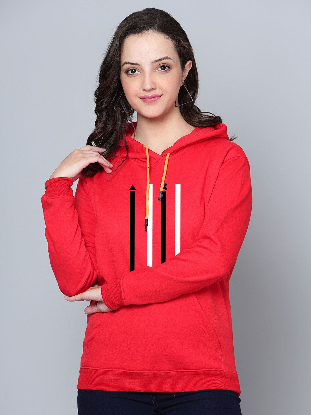 

Fashion And Youth Striped Hooded Fleece Sweatshirt, Red
