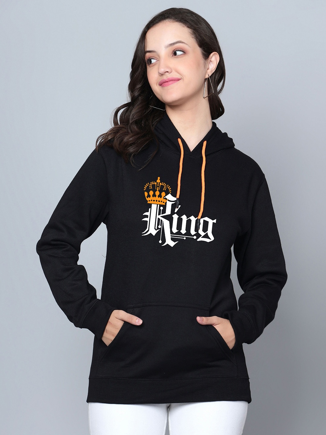 

Fashion And Youth Typography Printed Hooded Fleece Sweatshirt, Black