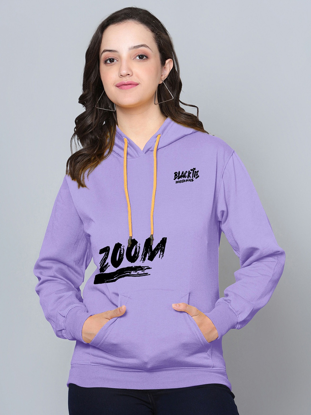 

Fashion And Youth Typography Printed Hooded Fleece Sweatshirt, Lavender