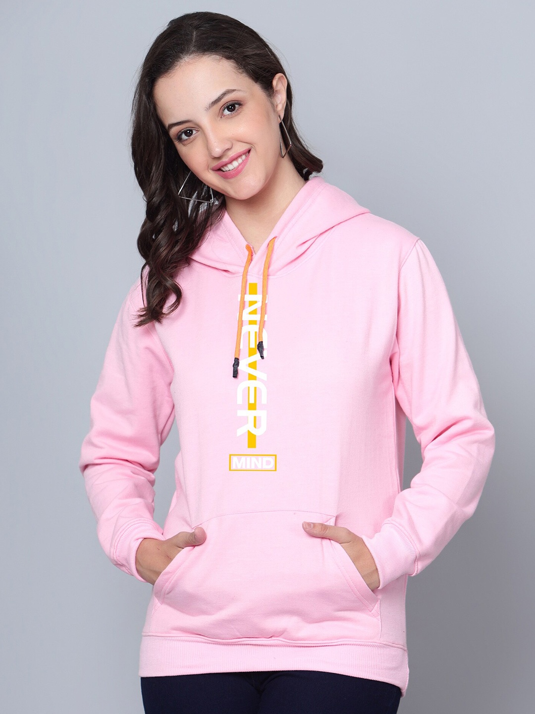 

Fashion And Youth Typography Printed Hooded Fleece Sweatshirt, Pink