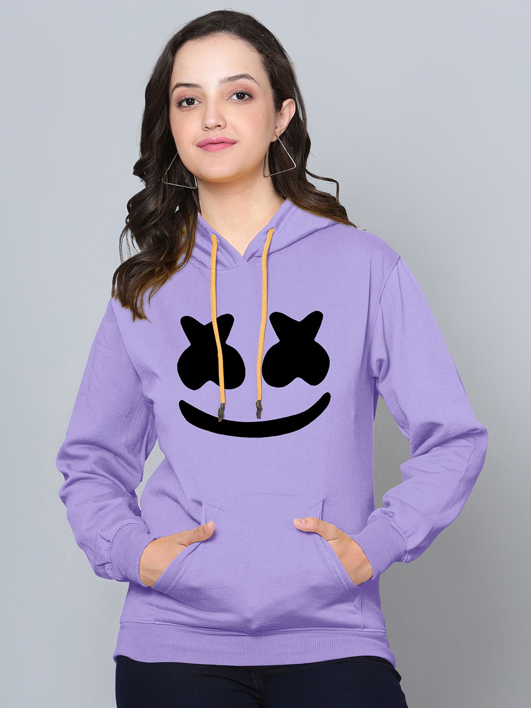 

Fashion And Youth Graphic Printed Hooded Fleece Pullover, Lavender