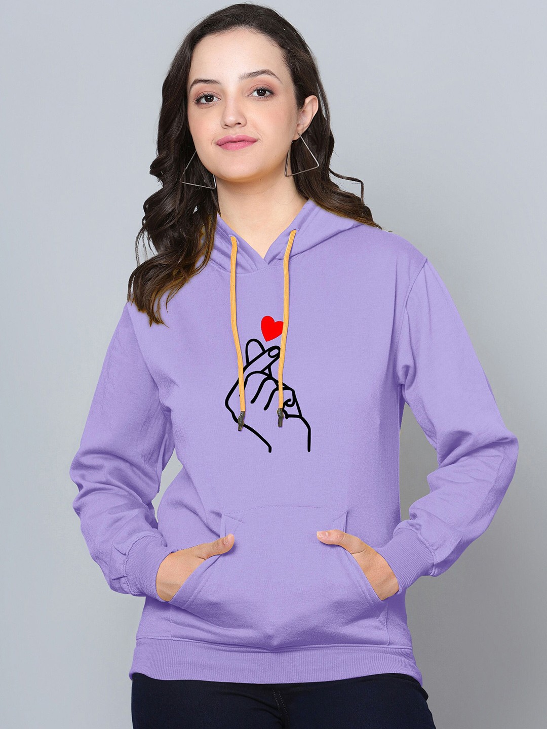 

Fashion And Youth Graphic Printed Hooded Fleece Sweatshirt, Lavender