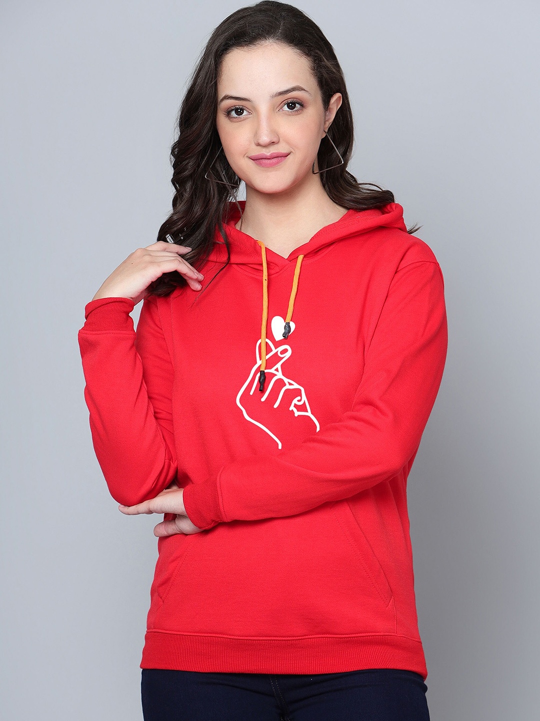 

Fashion And Youth Graphic Printed Hooded Fleece Sweatshirt, Red