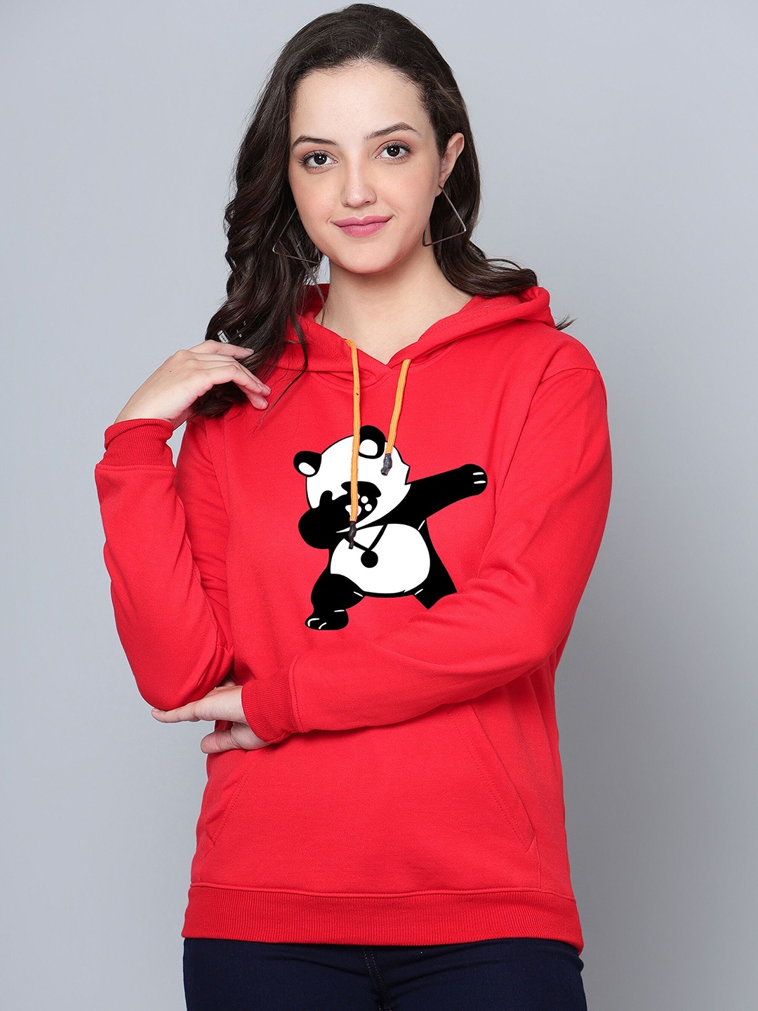 

Fashion And Youth Graphic Printed Hooded Fleece Sweatshirt, Red