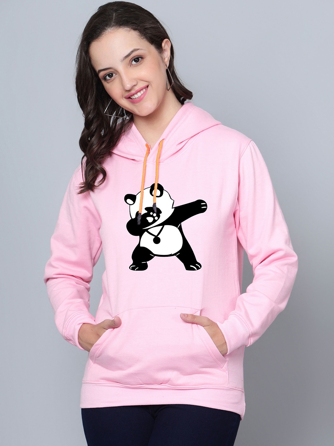 

Fashion And Youth Graphic Printed Hooded Sweatshirt, Pink