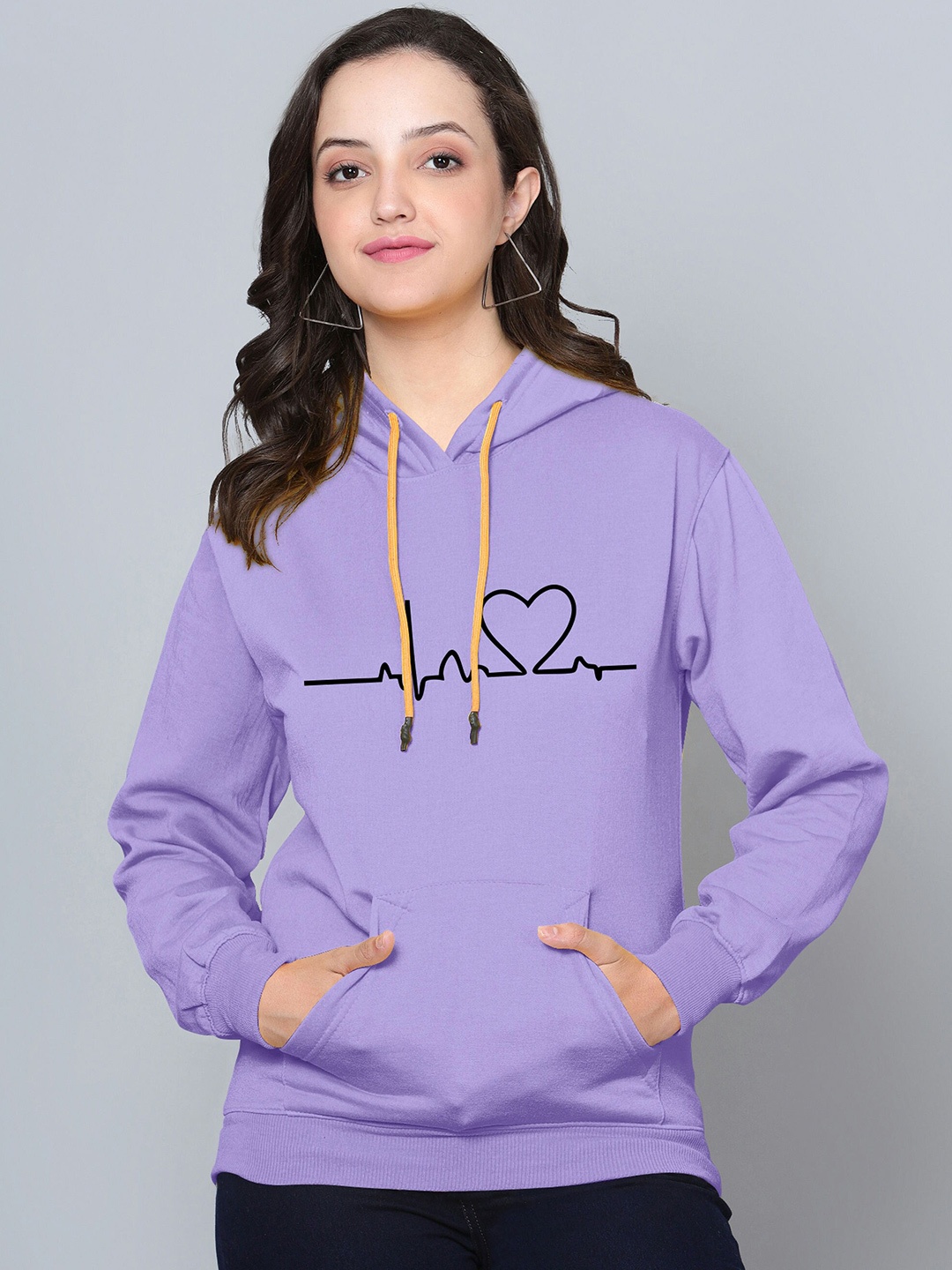 

Fashion And Youth Graphic Printed Hooded Fleece Sweatshirt, Lavender