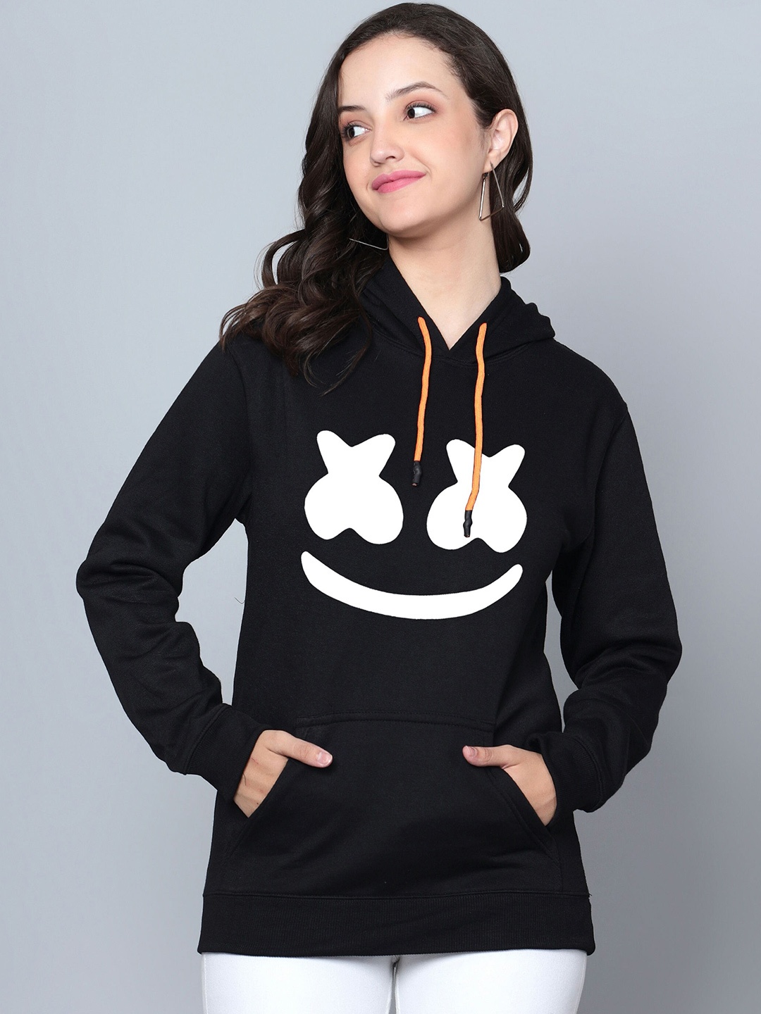 

Fashion And Youth Graphic Printed Hooded Fleece Sweatshirt, Black