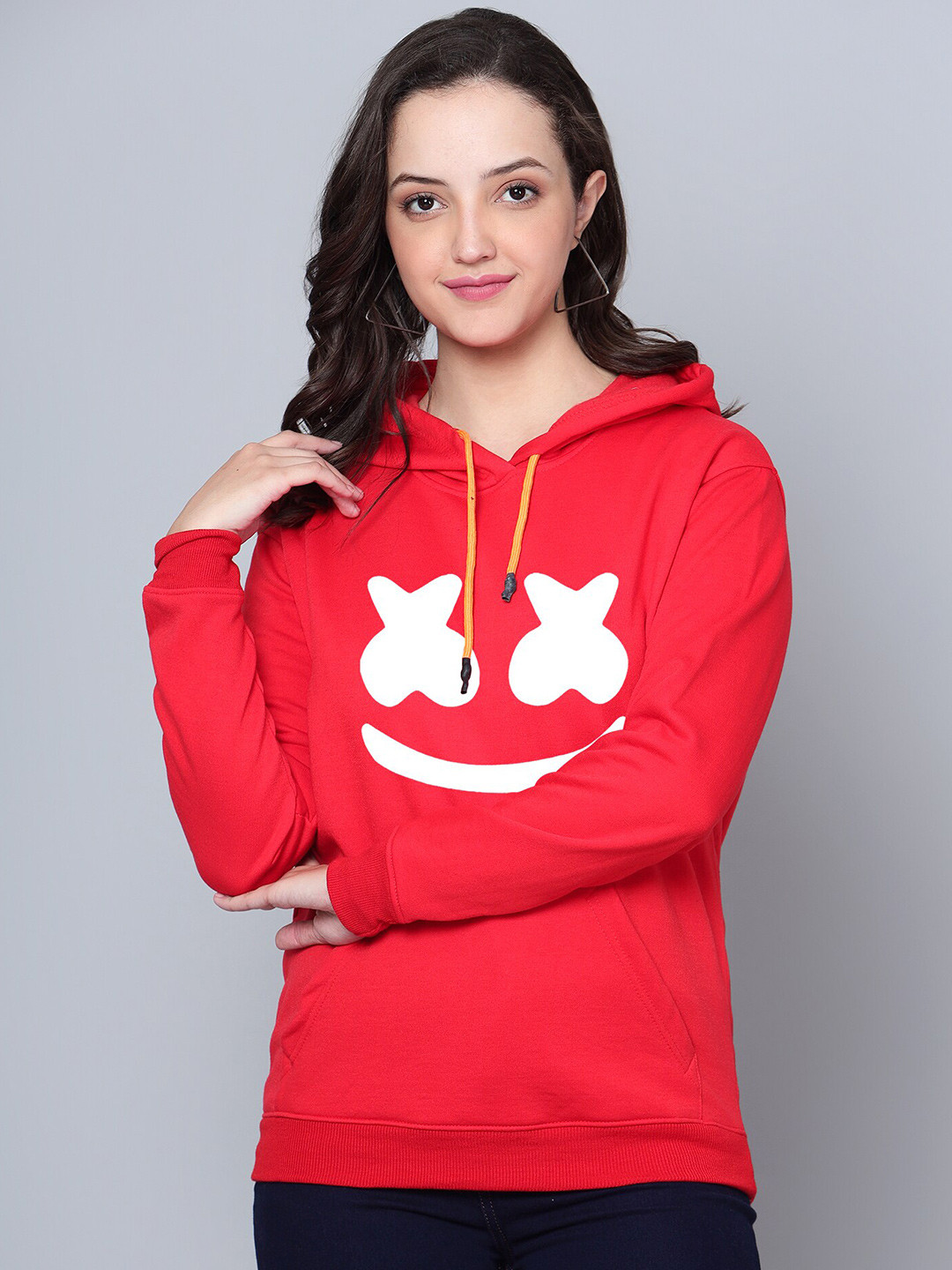 

Fashion And Youth Graphic Printed Fleece Hooded Pullover Sweatshirt, Red