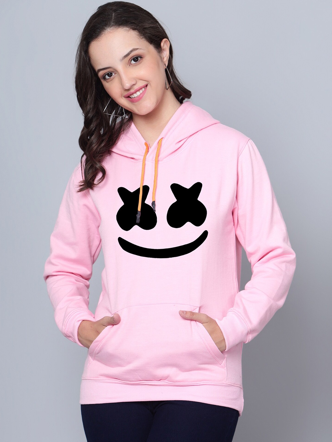 

Fashion And Youth Graphic Printed Fleece Hooded Pullover Sweatshirt, Pink