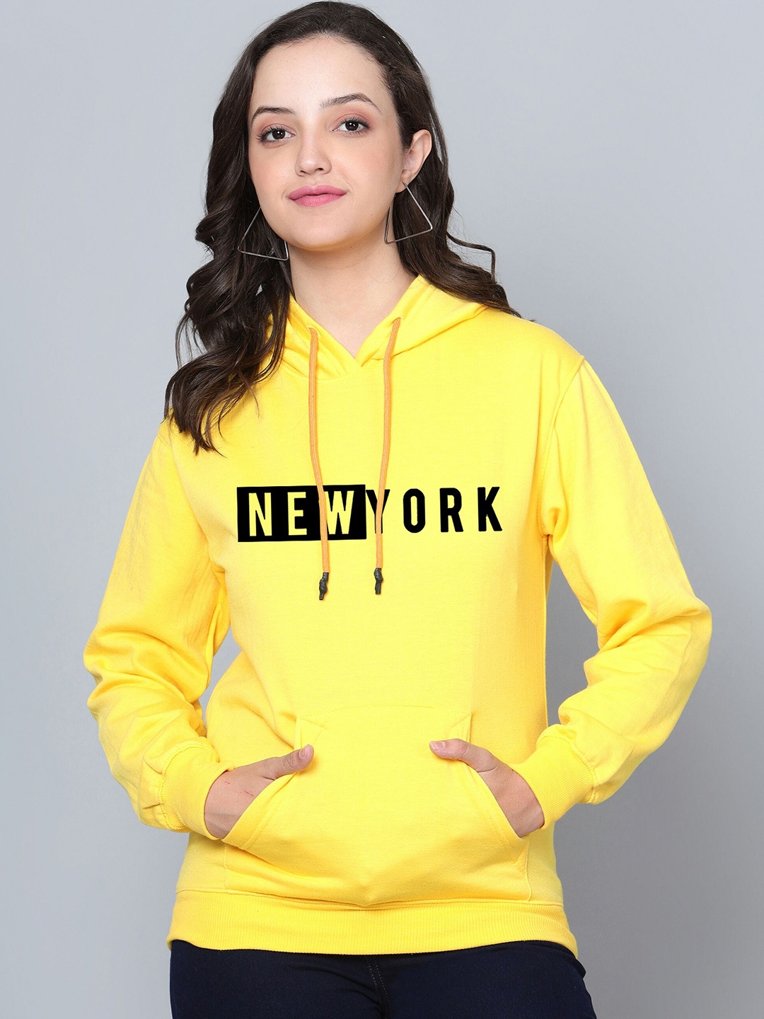 

Fashion And Youth Typographic Printed Hooded Fleece Sweatshirt, Yellow