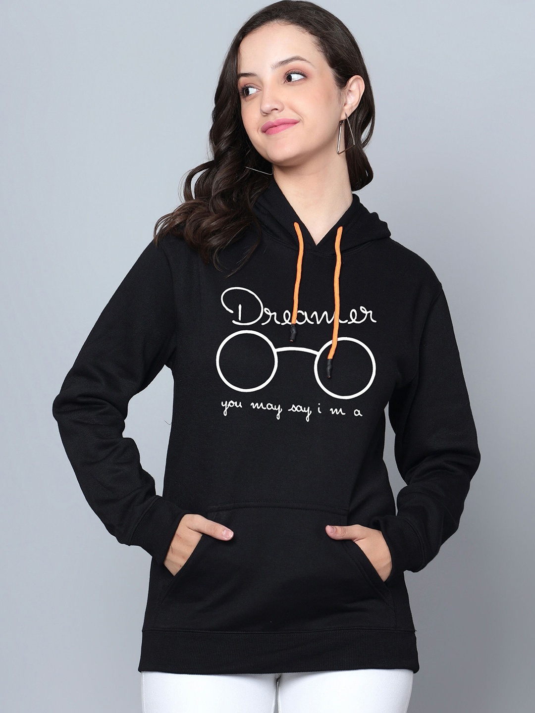

Fashion And Youth Typographic Printed Hooded Fleece Sweatshirt, Black