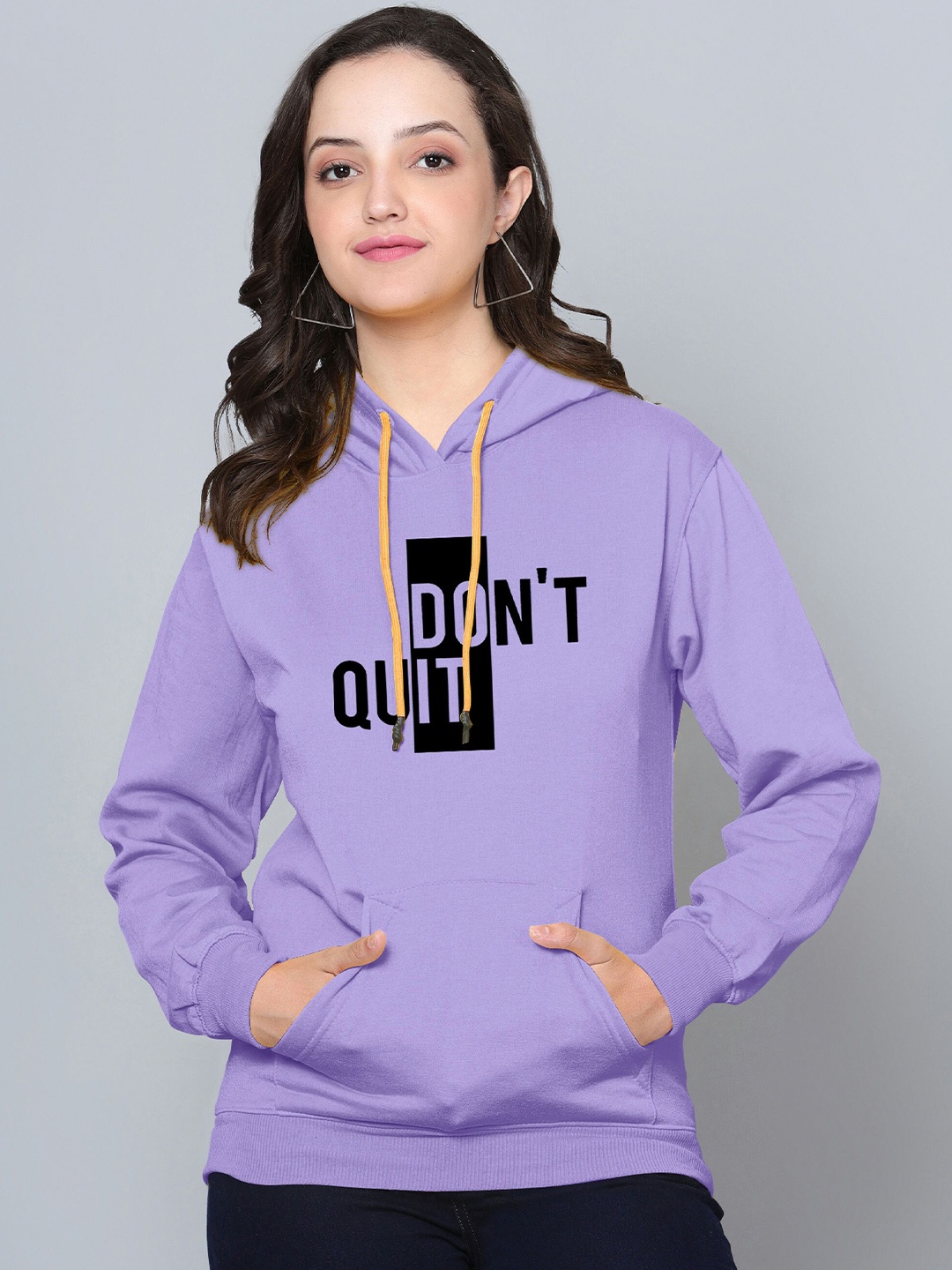 

Fashion And Youth Typography Printed Hooded Fleece Pullover, Lavender