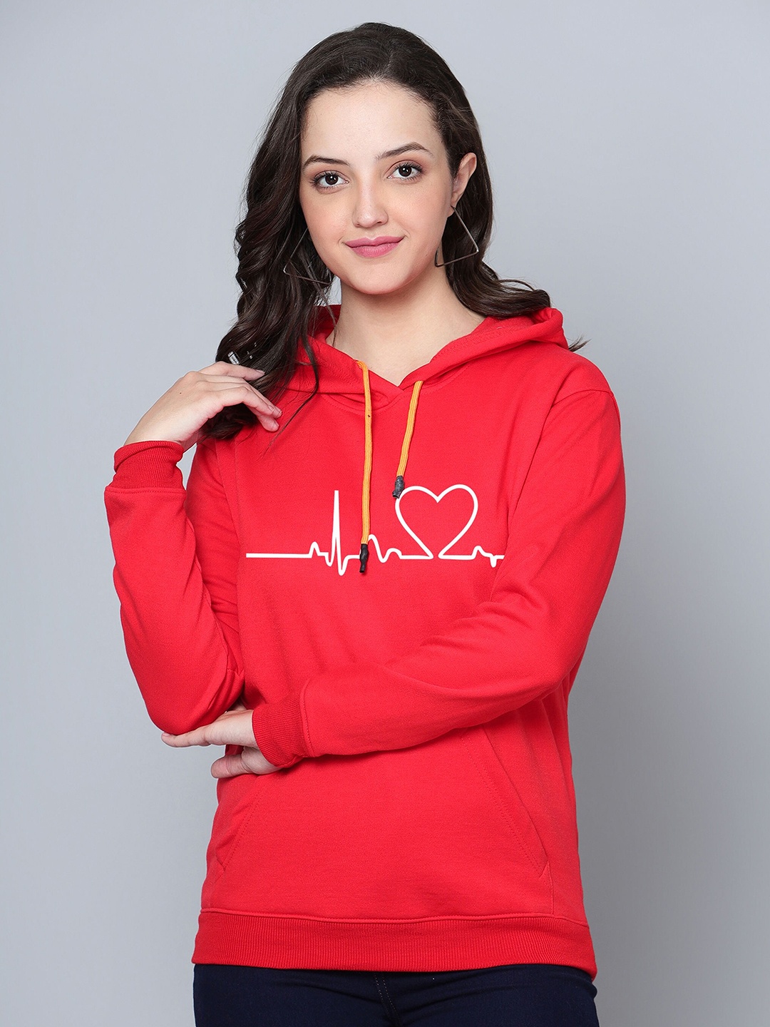 

Fashion And Youth Graphic Printed Hooded Fleece Pullover, Red