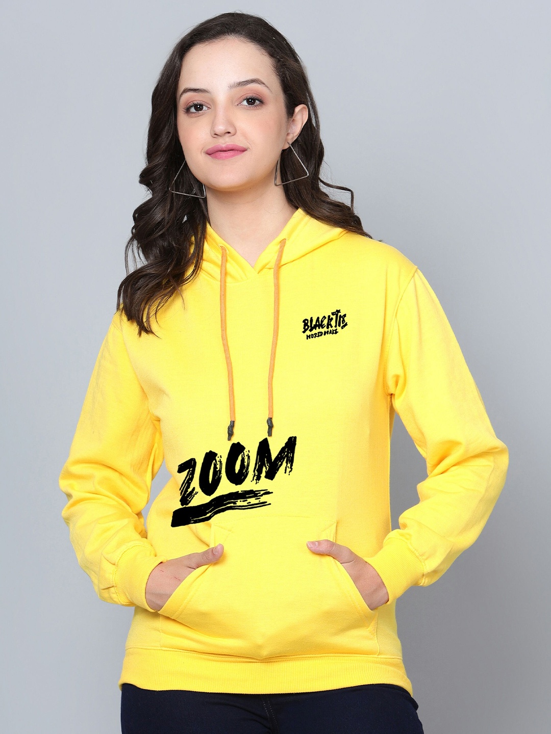 

Fashion And Youth Typography Printed Hooded Fleece Pullover Sweatshirt, Yellow