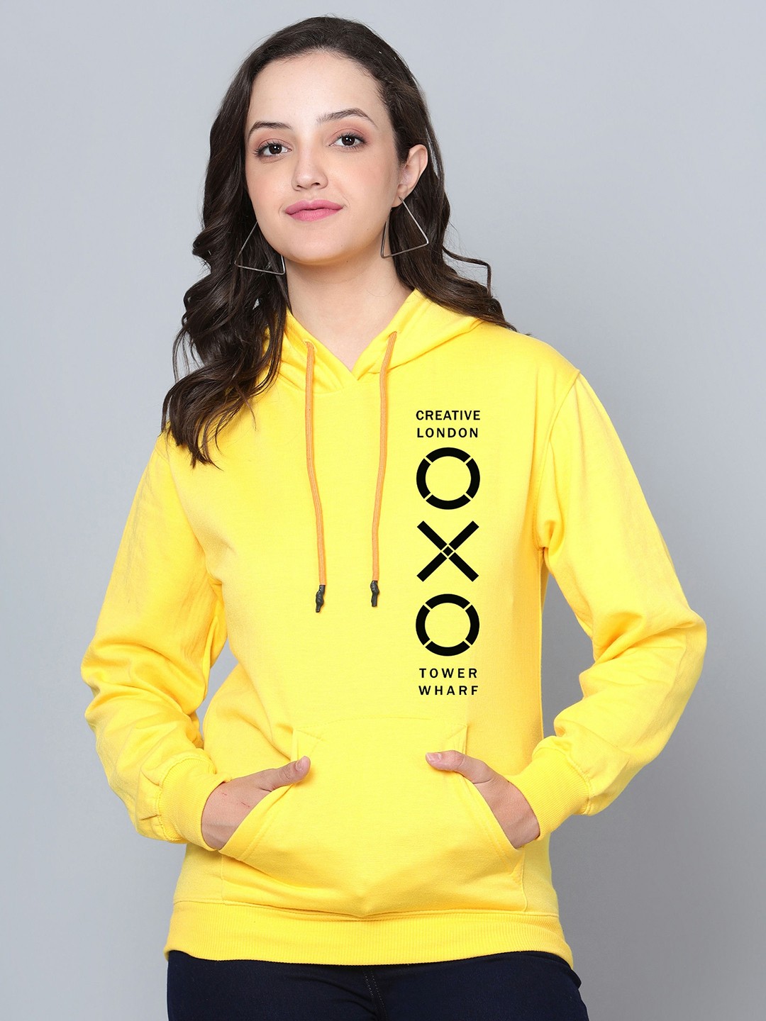 

Fashion And Youth Typography Printed Hooded Fleece Pullover Sweatshirt, Yellow