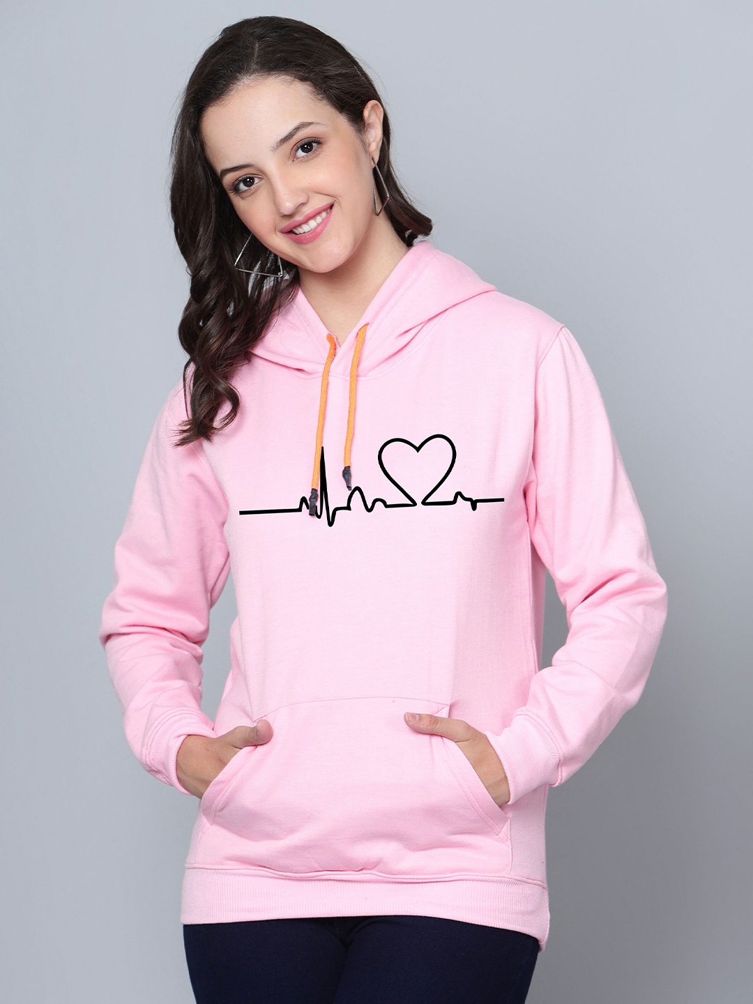 

Fashion And Youth Graphic Printed Hooded Fleece Pullover Sweatshirt, Pink