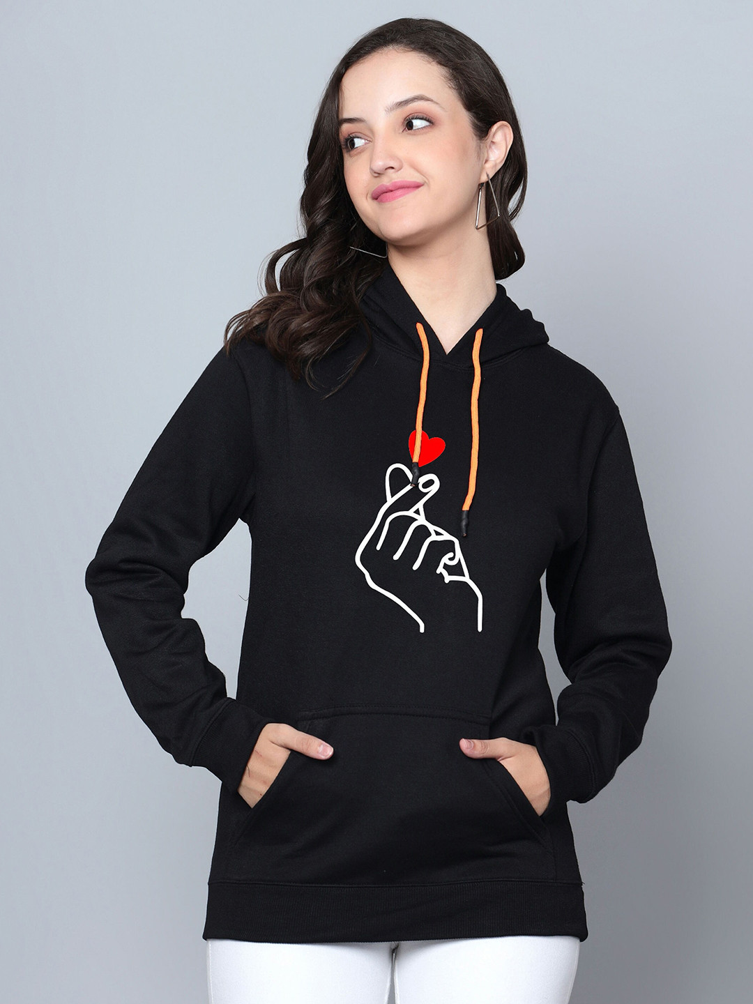 

Fashion And Youth Graphic Printed Hooded Fleece Pullover Sweatshirt, Black