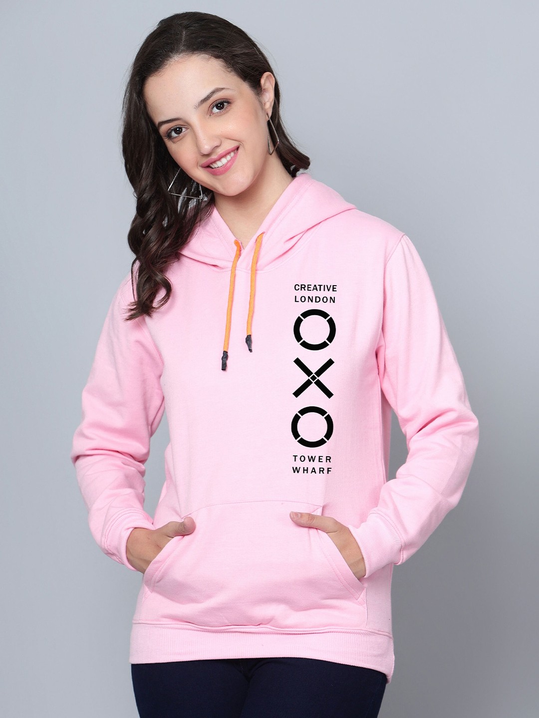 

Fashion And Youth Typography Printed Hooded Fleece Sweatshirt, Pink