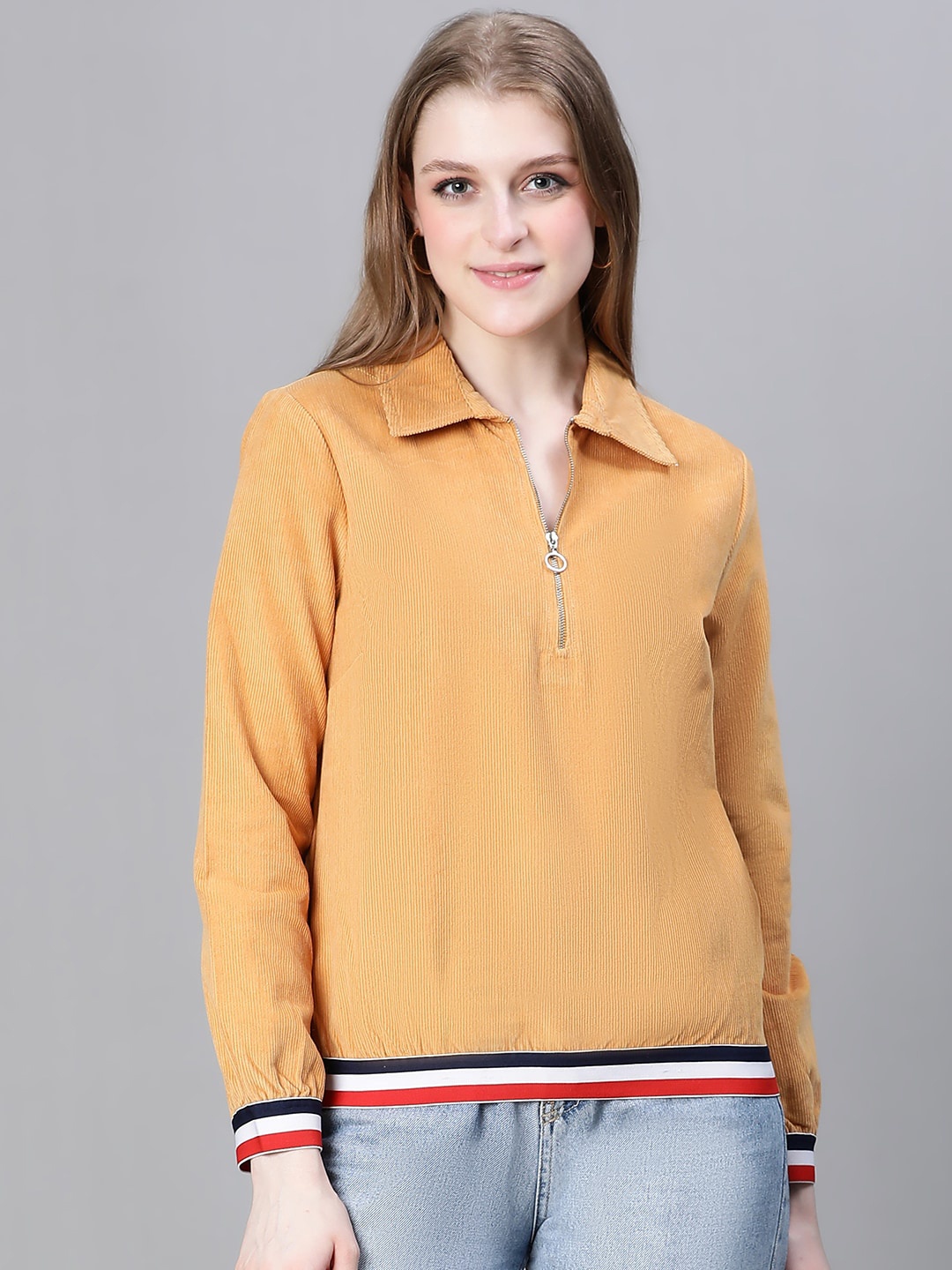 

Oxolloxo Ribbed Lightweight Tailored Cotton Jacket, Mustard