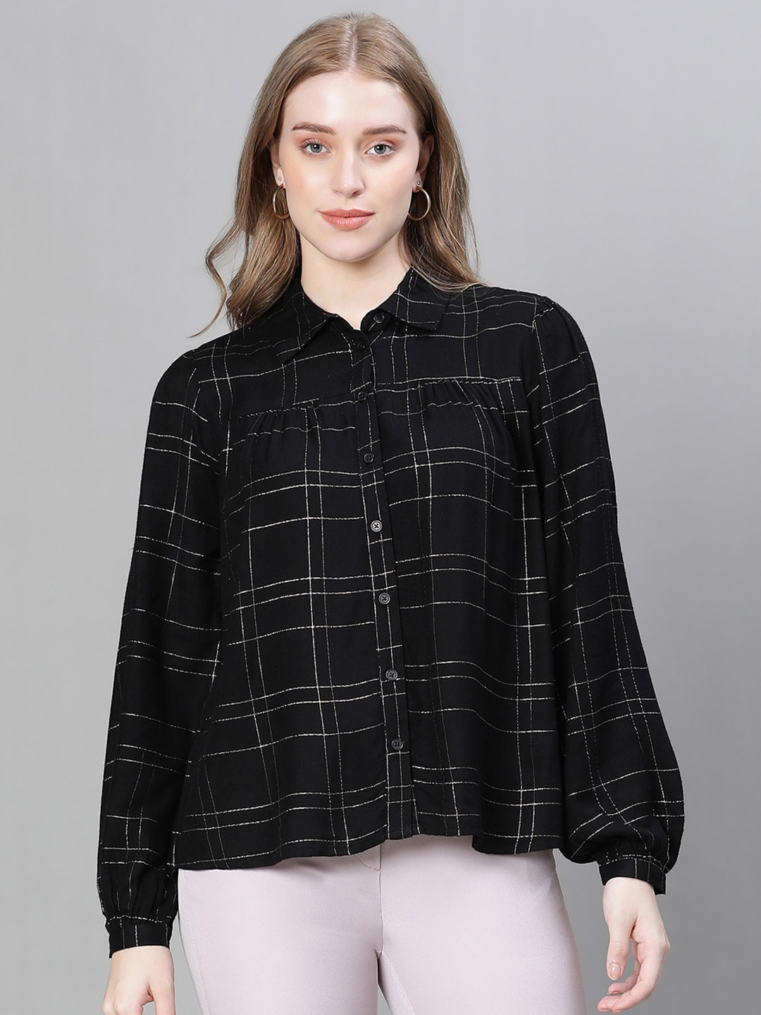 

Oxolloxo Checked Classic Formal Shirt, Black