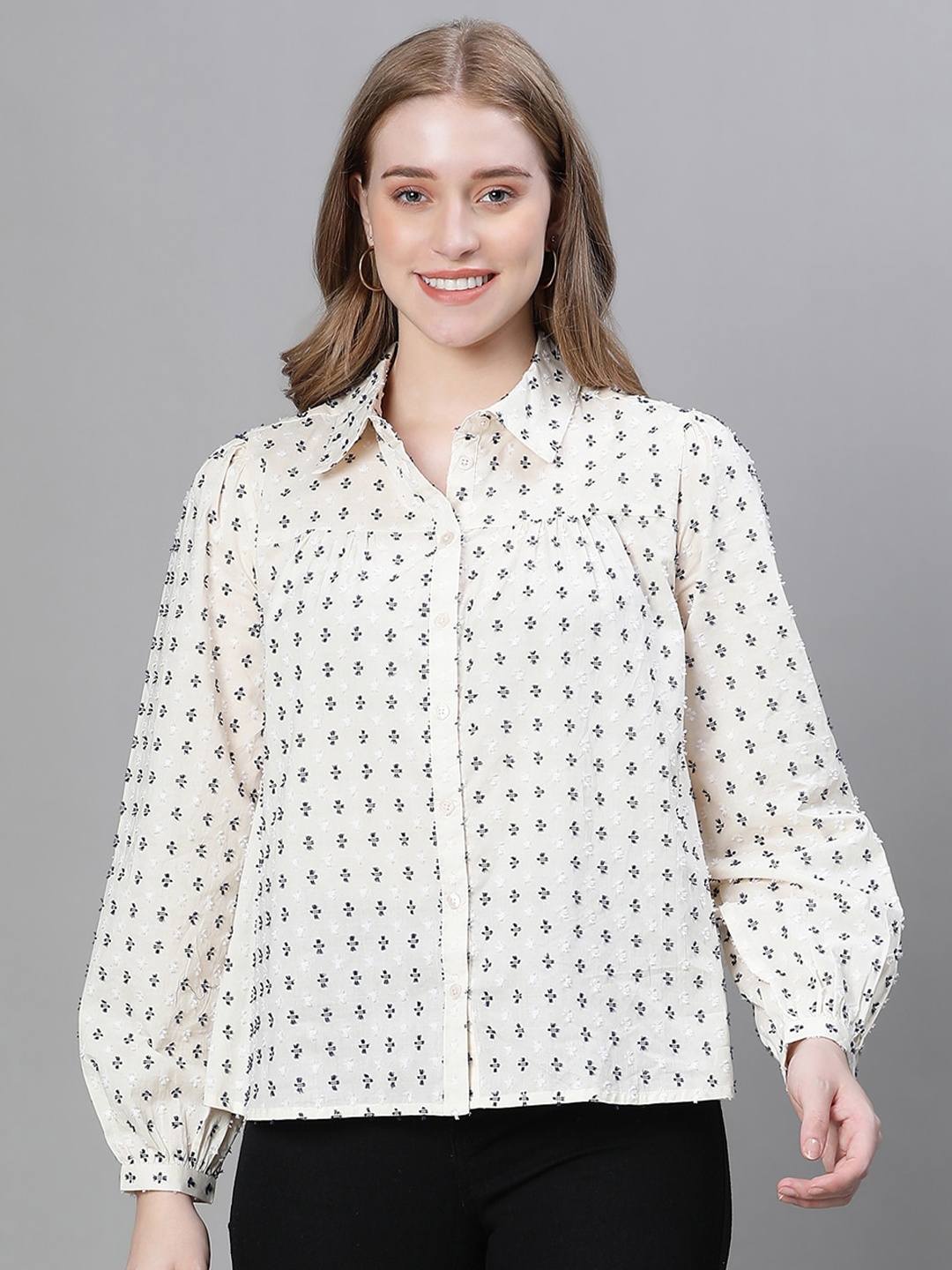 

Oxolloxo Geometric Printed Classic Formal Shirt, Cream