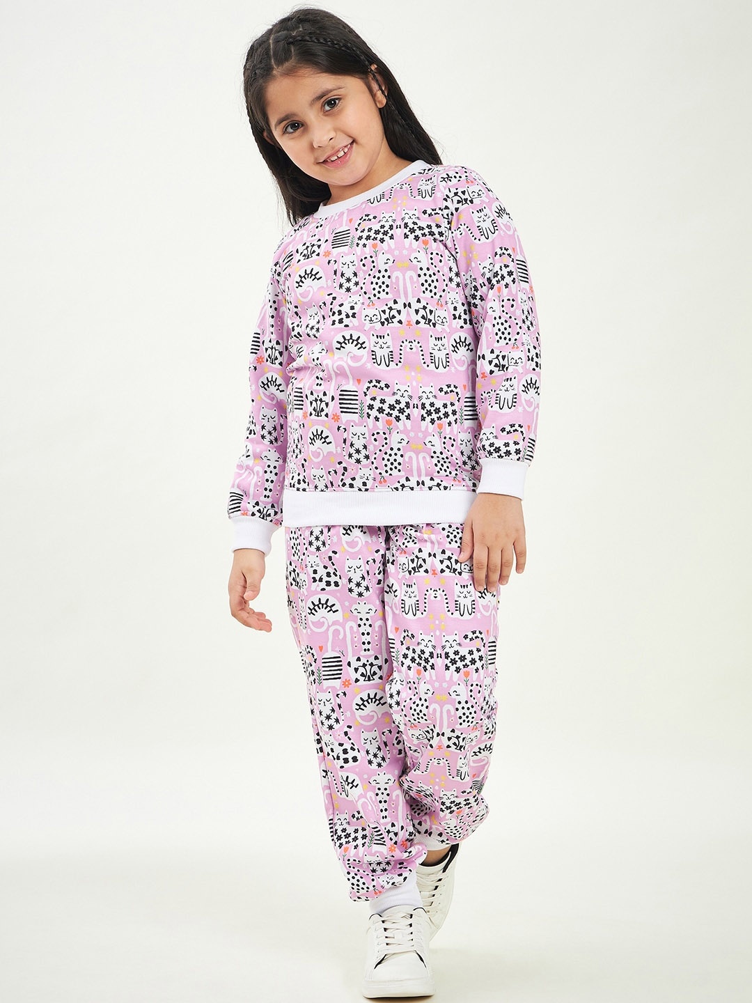 

pspeaches Graphic Printed Fleece Tracksuits, Pink