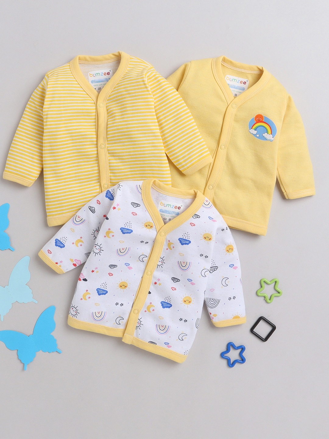 

BUMZEE Infants Boys Pack Of 3 Cotton Jablas, Yellow