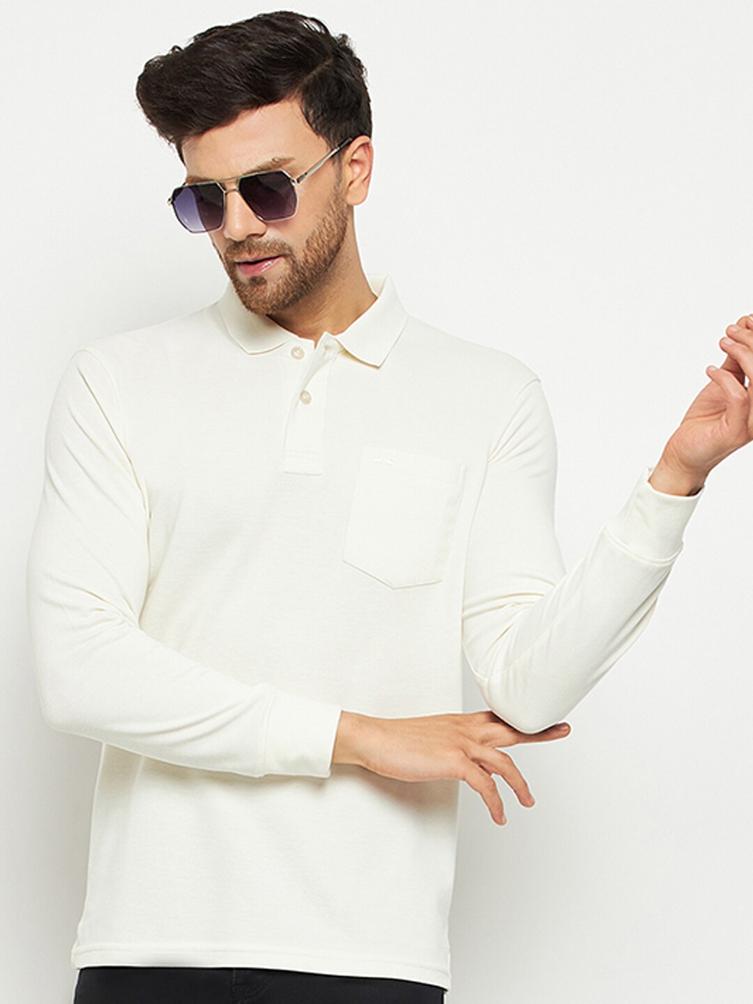 

98 Degree North Polo Collar Cotton T-shirt, Off white