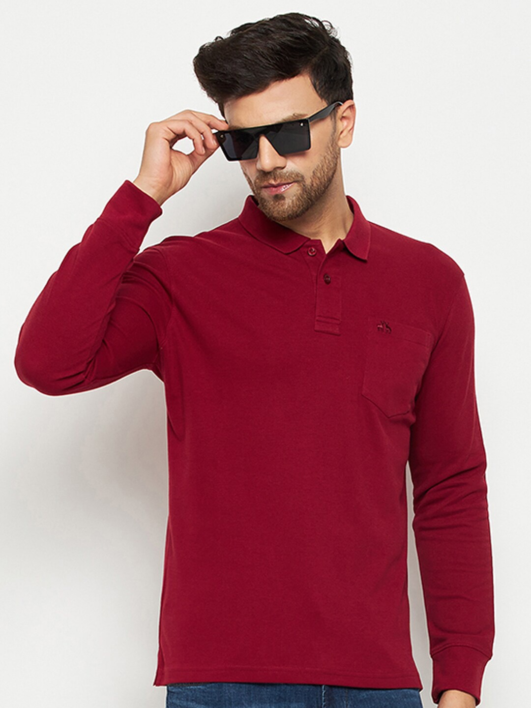 

98 Degree North Polo Collar Cotton T-shirt, Maroon