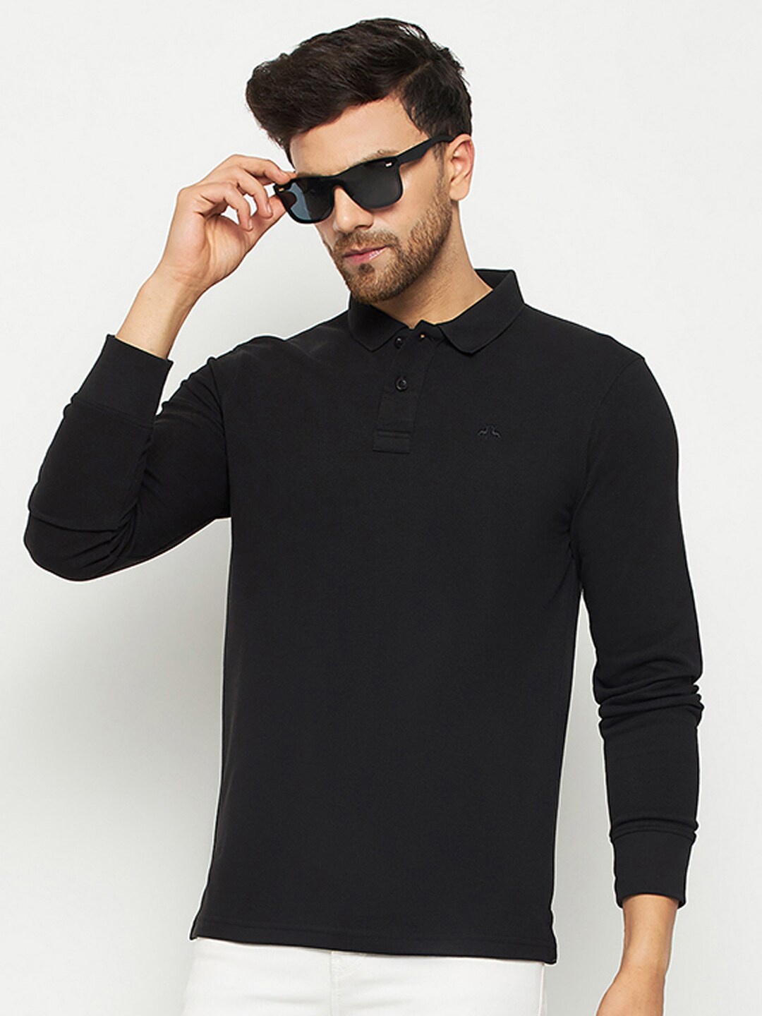 

98 Degree North Polo Collar Cotton T-shirt, Black