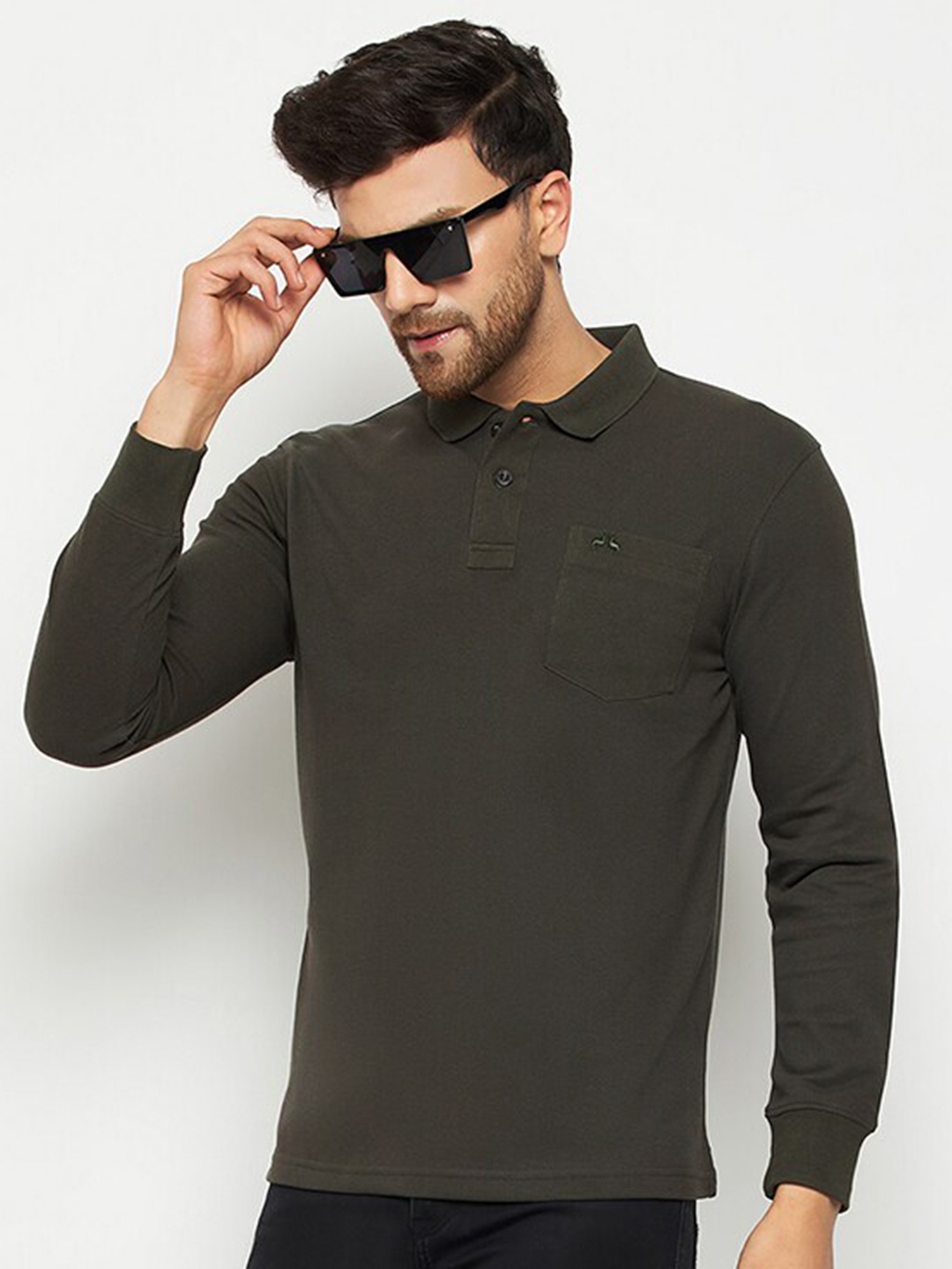 

98 Degree North Polo Collar Cotton T-shirt, Olive