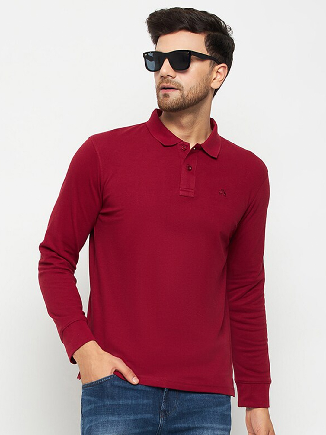 

98 Degree North Polo Collar Cotton T-shirt, Maroon