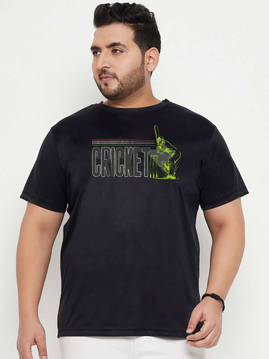

bigbanana Plus Size Typography Printed T-shirt, Black