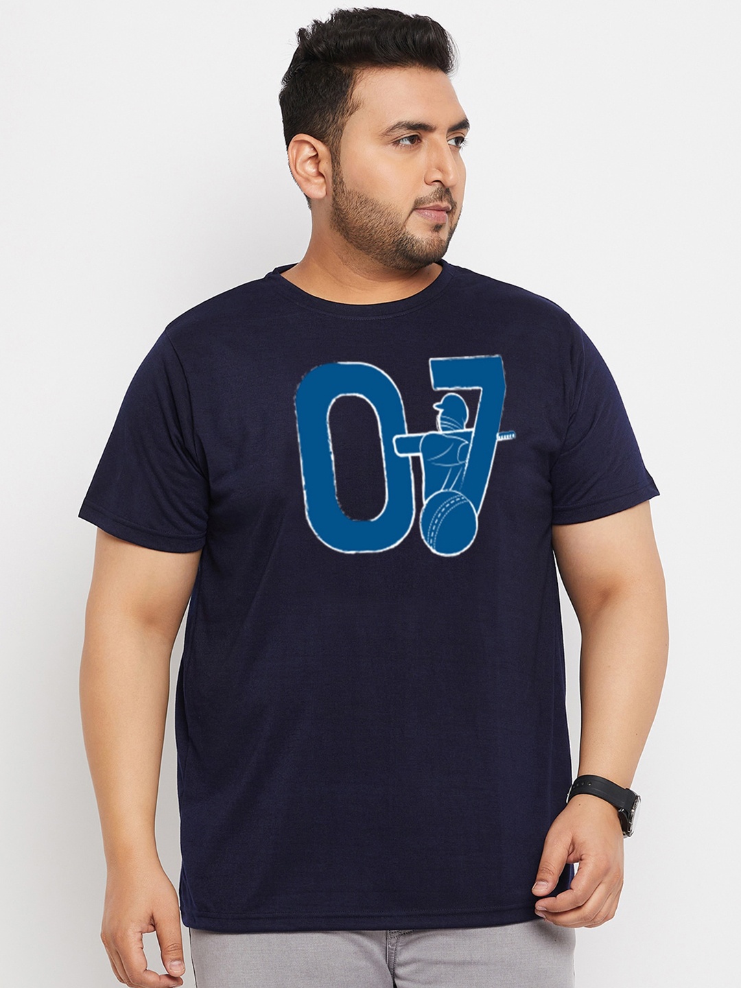 

bigbanana Plus Size Typography Printed T-shirt, Navy blue
